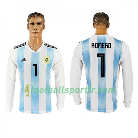 Tenue Argentine Romero 1 Domicile Coupe du monde 2018 Maillot de Foot ML